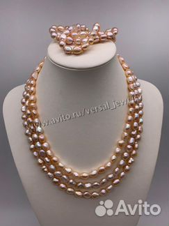 Колье и браслет из жемчуга Кеши розовый