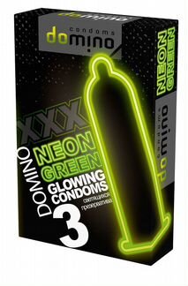 Презервативы domino Neon Green со светящимся в тем