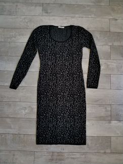 Платье миди трикотажное принт леопард