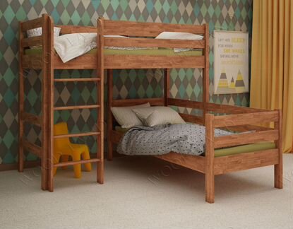 Кровать 2-х ярусн детск/подростк из массива дуба