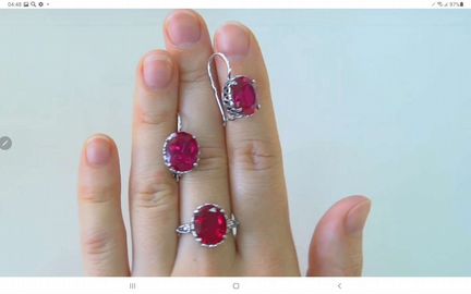 Комплект рубин серебро мельхиор 1994г,новый,винтаж