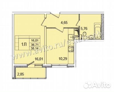 1-к квартира, 36.7 м², 12/12 эт.