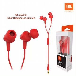 Наушники внутриканальные JBL C100si, красные