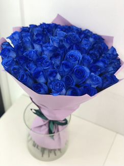 Синяя роза 51шт