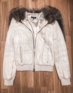 Куртка пуховик кожаная женская зимняя