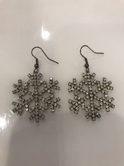 Серьги бижутерия, снежинки