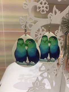 Серьги дизайнерские попугаи