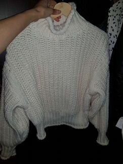 Свитер с добавлением шерсти молочный hm h&m