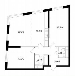 3-к квартира, 93.5 м², 19/29 эт.