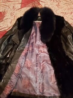 Кожанная куртка с мехом (50-52р.)