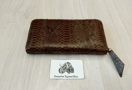 Коричневый кошелек портмоне из кожи питона