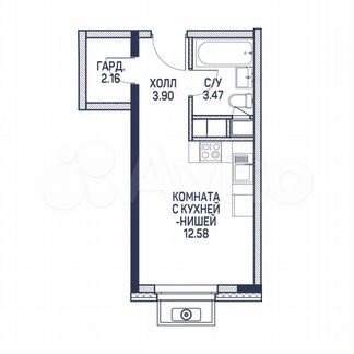 Апартаменты-студия, 22.1 м², 11/22 эт.