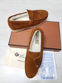 Рыжие женские зимние лоферы lora piana