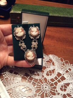 Камея винтаж серебро Англия