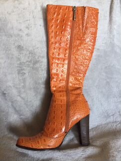 Сапоги рыжие кожаные