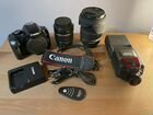 Камера Canon EOS 450D kit (с объективом) + вспышка