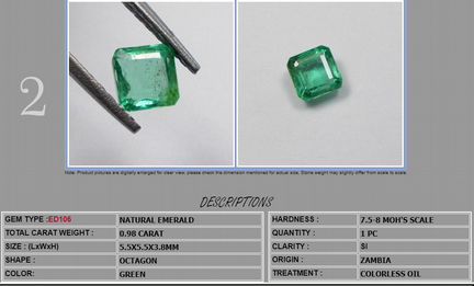 Натуральные изумруды (0,42ct., 0,98ct., 1,73ct.)