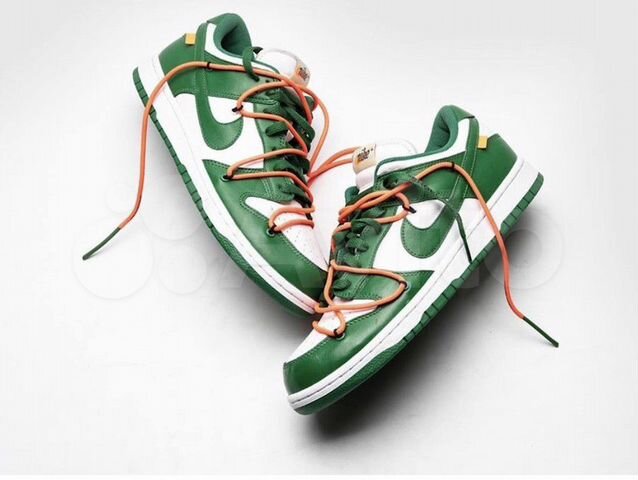 nike dunk low x off white pine green