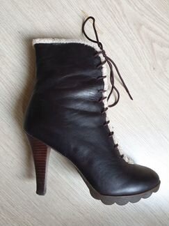 Полусапоги кожаные утепленные