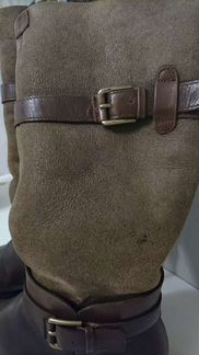 Сапоги кожаные и нубук коричневые женские Ecco