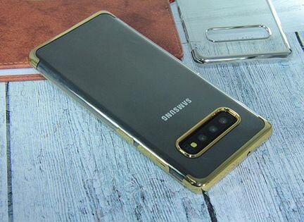 Чехол-накладка для Samsung G973 S10 electroplated TPU doka золото