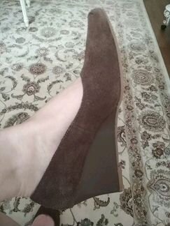Туфли на танкетке, нат.замша 37