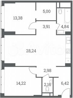 2-к квартира, 81.2 м², 14/51 эт.