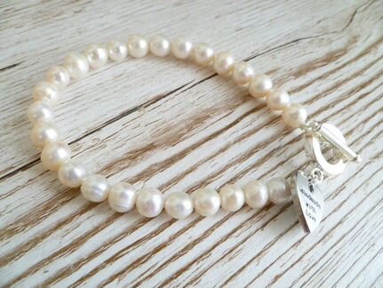 Комплект жемчужное ожерелье и браслет из жемчуга