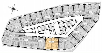 1-к апартаменты, 49 м², 14/21 эт.