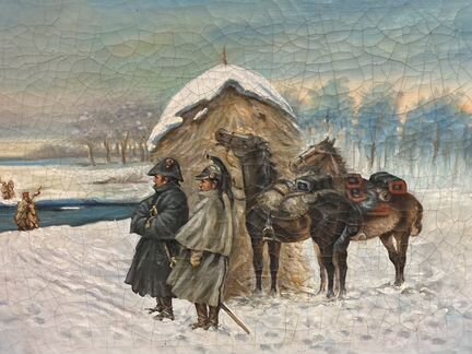 Картина холст масло войны Наполеона, автор Быков