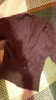 Стильный вязаный кардиган грязно розовый