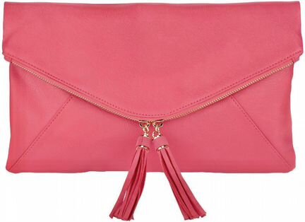 Клатч/мягкая розовая сумка на цепочке