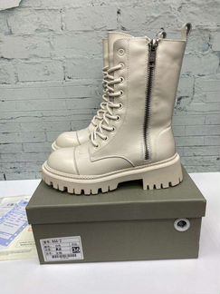 Сапоги ботинки кожа лак чёрные белые осень