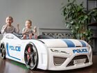 Кровать-машина Полиция белая с матрасом